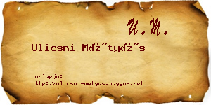 Ulicsni Mátyás névjegykártya