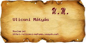 Ulicsni Mátyás névjegykártya
